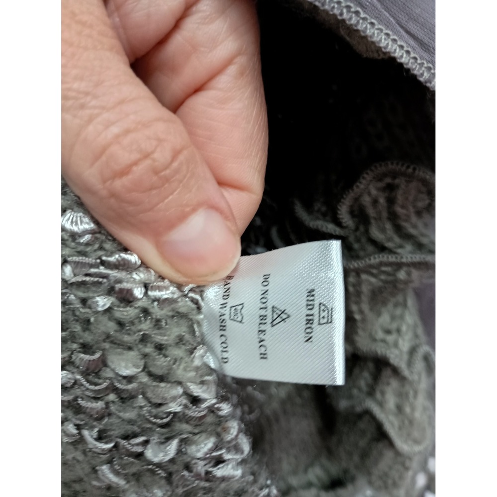 John Fashion Ruffle BOHO Cardigan Womens Large Taupe Shimmer Toggle - Picture 9 of 13